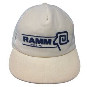 Ramm Brick Inc. Snapback Trucker Hat Beige OS Mesh Back Outdoor Vintage USA